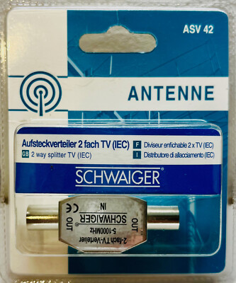 Schwaiger Aufsteckverteiler TV 2-fach für Antennen- und Kabelanlagen 5 dB