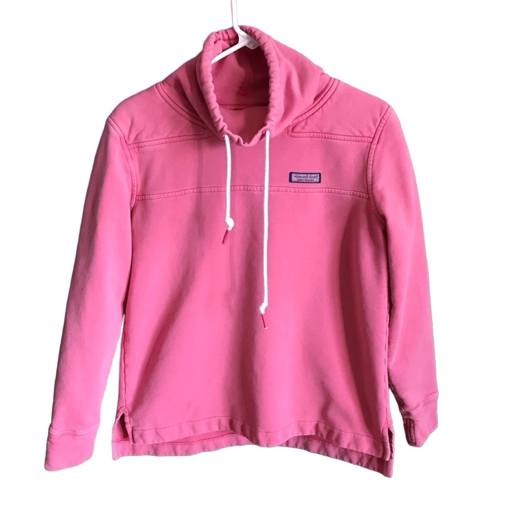 Vineyard Vines drawstring sweatshirt womens SZ Small coral long sl pullover (Yb)