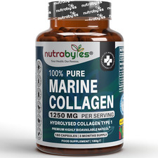 Pure Marine Collagen Capsules Supplement - 1250mg, 180 Capsules (3 Months)