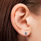 Oval Blue Sapphire Earring Studs 6 x 4 Real 14k Natural Sapphire Yellow gold — photo 10