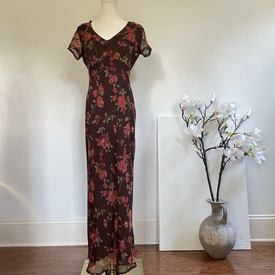 Vintage Esprit Floral Chiffon Maxi Dress Size 7/8  Fairy Grunge Y2K Whimsigoth