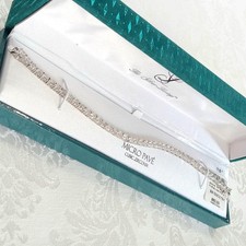 CZ Tennis Bracelet: Silver Plate Micro Pave, Original Box