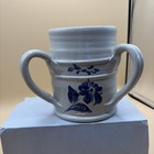 Vintage Williamsburg Pottery Salt Glazed Cobalt Floral 3 Handled Stein Mug — photo 1