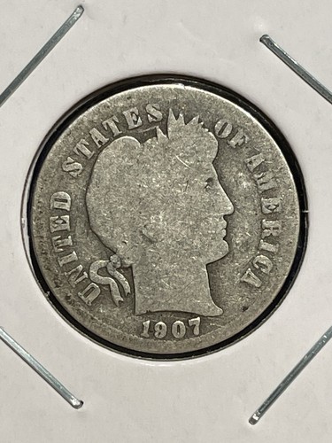 1907 P Silver Barber Dime, a circulated coin