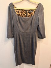 Authentic Dolce & Gabbana Grey Plaid 3/4 Sleeve Dress - Made in Italy - Size 42