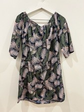 Blue Island Women's Tropical Palm Print OfftheShoulder Mini Beach Cover-up Dress