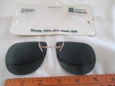 Vintage Polaroid Large Tinted Clip-on Crown Sun Glasses with Case