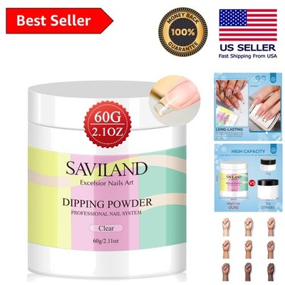 60g Crystal Clear Dip Powder - No UV Lamp Needed for Home Manicure Perfection