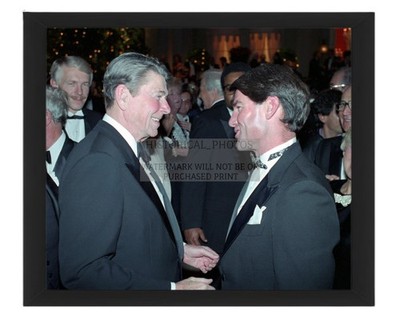 PRESIDENT RONALD REAGAN STEVE GARVEY ALL STAR TRIBUTE BURBANK 8X10 FRAMED PHOTO