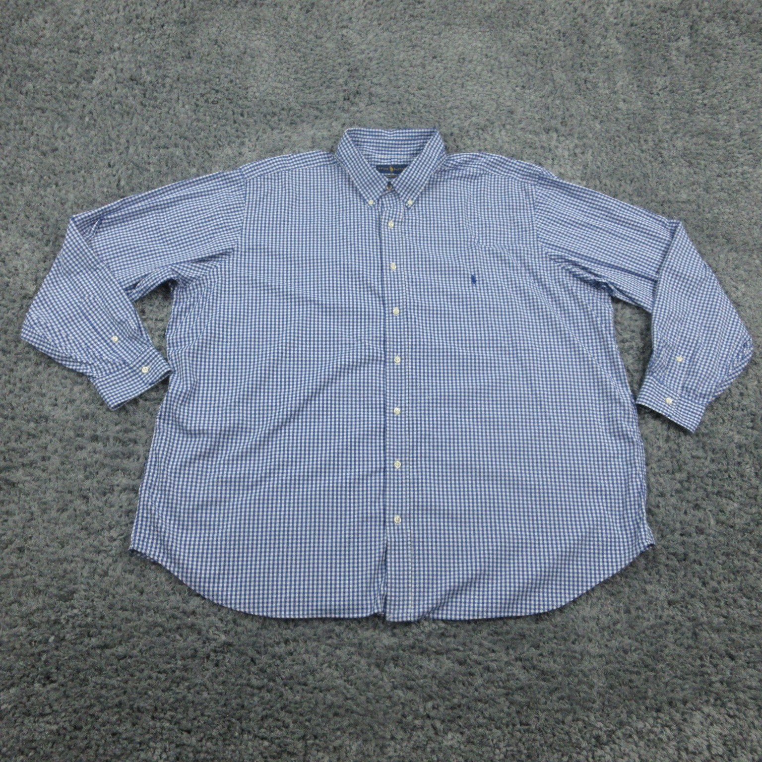 Ralph Lauren Shirt Mens 3XB Blue White Gingham Performance Dress Button Down