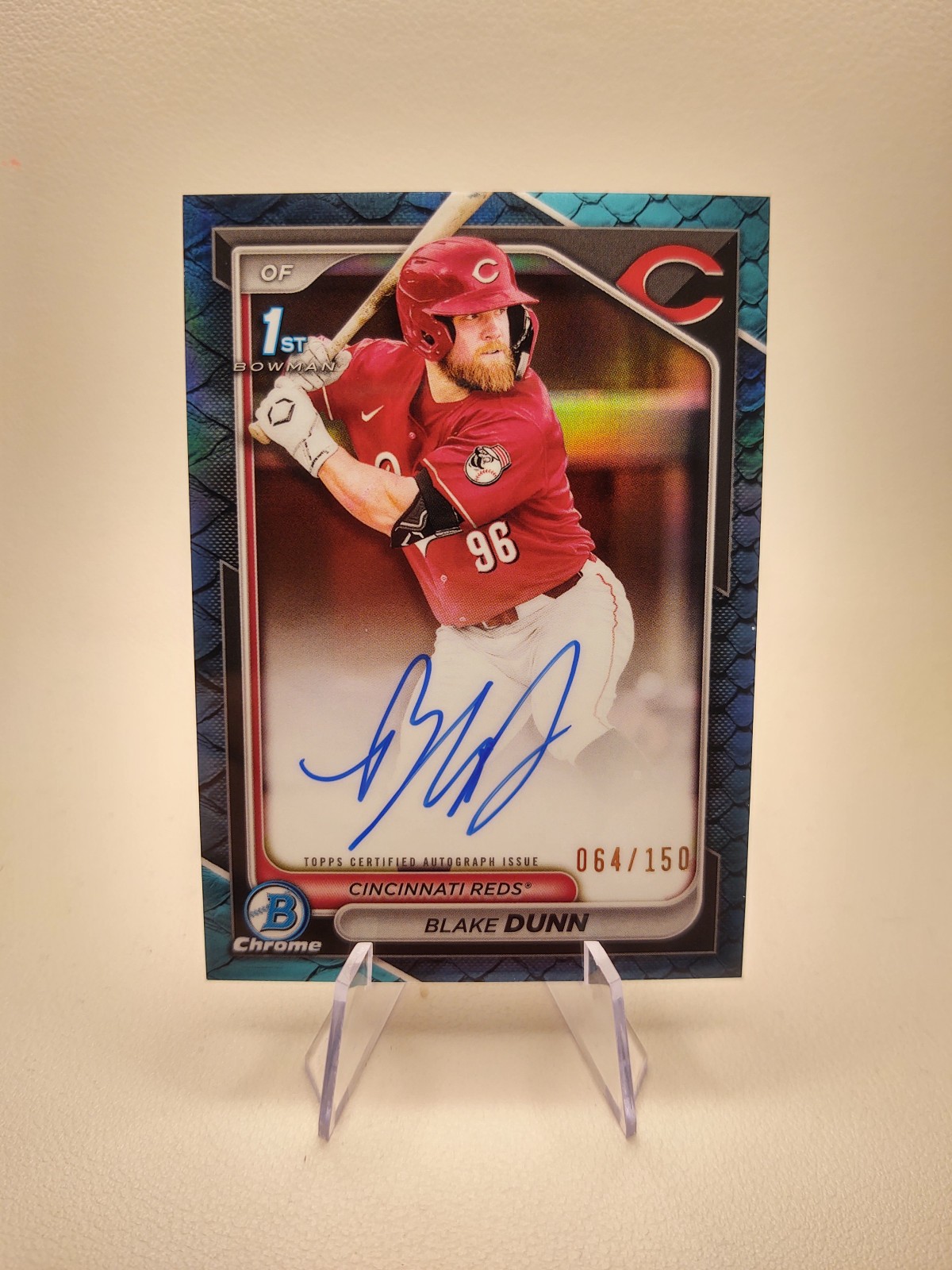 2024 Topps Bowman Chrome Blake Dunn 1st Auto Blue Reptilian 64/150