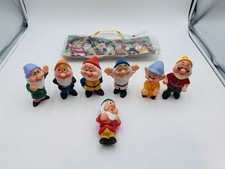 Walt Disney Snow White  The Seven Dwarfs Bath Toys Rubber Squeaky W Case VTG