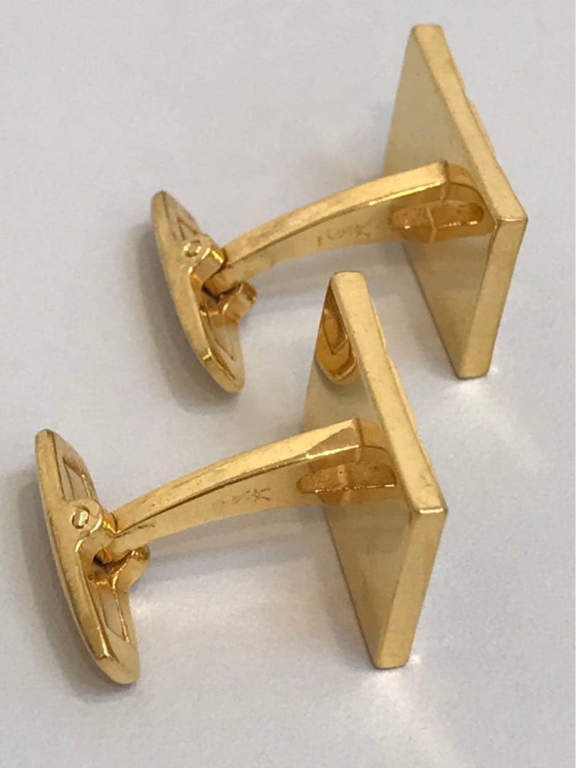 YSL Rectangular Cufflinks Gray/Gold Authentic - image 5