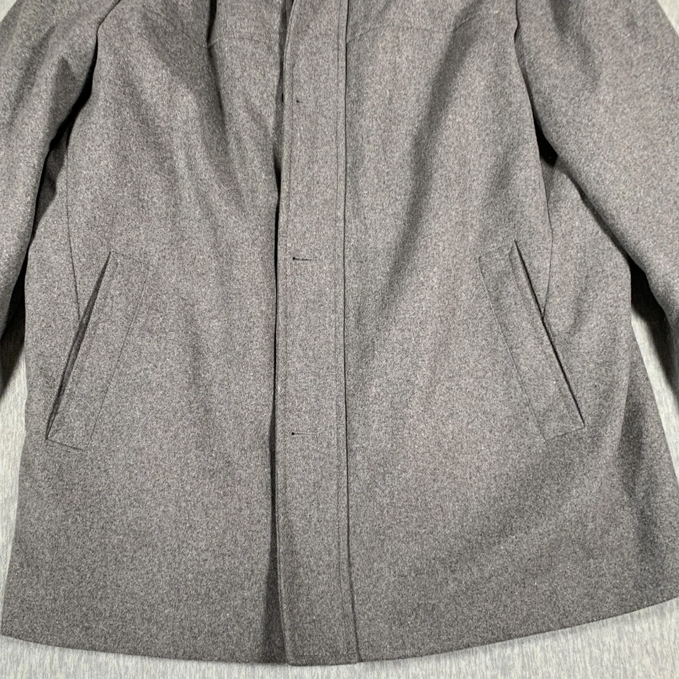 Dockers Coat Mens 2XL Gray Wool Blend Car Coat Zip Button Quilted Lined Overcoat - Image 3 of 4
