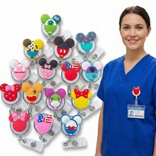15-Pack Retractable Badge Reels for Pediatric Nurses - Cute Mouse Ear ID Badg...