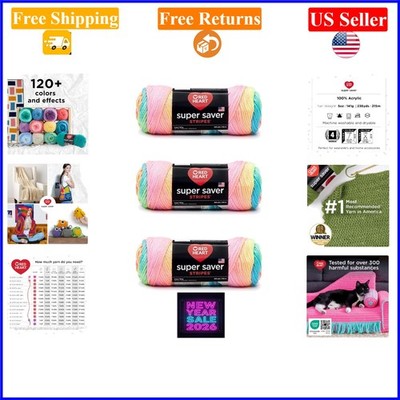 Super Saver Yarn 3 Pack Retro Stripe Acrylic, 236 Yards, Machine Washable