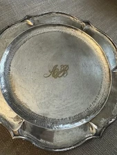 VICTORIAN ANTIQUE SILVER SALVER TRAY 10”