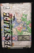 Vintage Country Goose Easter Bunny 60" Round Tablecloth Cottage Granny Core