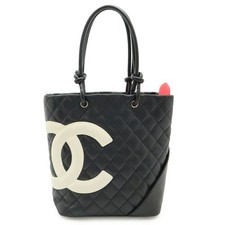 Chanel Cambon Line Soft Calf 2Way Bag Women Black One Size