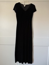 Vintage Express Black Velvet Maxi Dress Sz 1/2 Vamp Holiday Event Whimsigoth