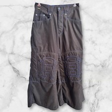 VTG Kikwear Baggy Wide Leg Nylon Black Blue Pants Rave Skater Size 30 31x31 