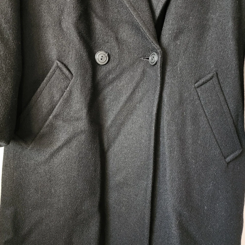 Vintage Black Wool Overcoat Long Coat Classic Old Money Dark Academia Minimalist - Image 4 of 4