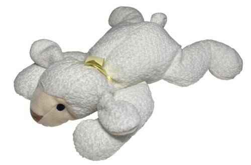 Ty 1996 Pillow Pals Baba White Lamb Sheep 13" Plush Yellow Ribbon - NO PAPER TAG