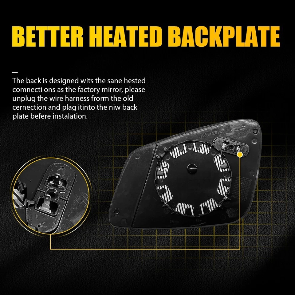 Espejo de vidrio térmico pasajero derecho para BMW 320i 328d 328i 428i 440i BM1324114 EOA Foto 3 de 4