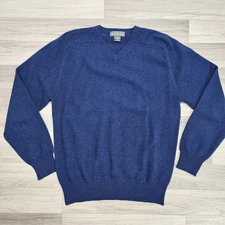 Daniel Cremieux Mens Blue Cashmere Sweater Size Medium Navy Pullover Preppy