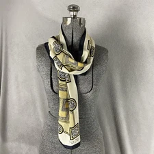 Book Of Kells 100% Silk Scarf Celtic By Patrick Francis Black Yellow Insular Art