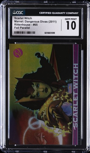 2011 RITTENHOUSE DANGEROUS DIVAS FOIL PARALLEL #65 SCARLET WITCH CGC 10 GEM MINT