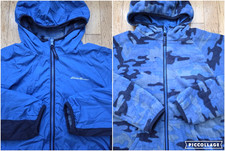 Eddie Bauer Jacket Youth Medium 10/12 Blue Camo Reversible Lined Hooded Fleece