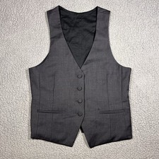 All Saints Wool Suit REVERSIBLE Vest Larson Waistcoat Mens 40 Grey Black