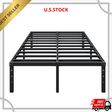 18" Full Metal Bed Frame   Heavy Duty Platform, No Box Spring, Black