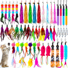 50 Pcs Cat Feather Toys Refill Cat Wand Replacement Feathers with Bells Interact