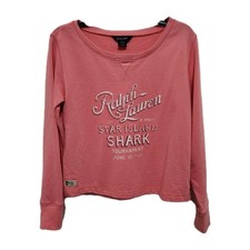 Ralph Lauren Girls L 12/14 French Terry Pink Sweatshirt Logo