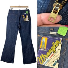 Vintage 1970s Wrangler No Fault Denim Flare Leg Jeans Made USA Deadstock 33X31