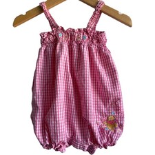 Vintage Y2K Disney Winnie the Pooh Ladybug Gingham Bubble Romper 0-3 Months
