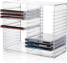 Stackable CD/DVD Multimedia Holder, Media Storage Rack, Clear Plastic 30 CD, US