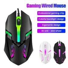 Elough USB Wired Mouse LED Colorful Luminous Button Gaming Mouse For PC Gamer Co