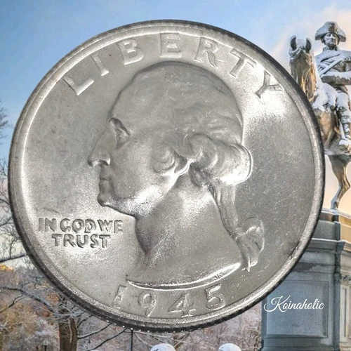 1945 S/S Silver Washington Quarter RPM-002  Brilliant Gem Uncirculated, Rare