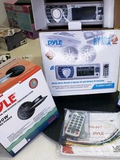 Pyle PLMRKT36WT 5.25 Inch Bluetooth Marine Stereo Receiver  Speaker Kit, White