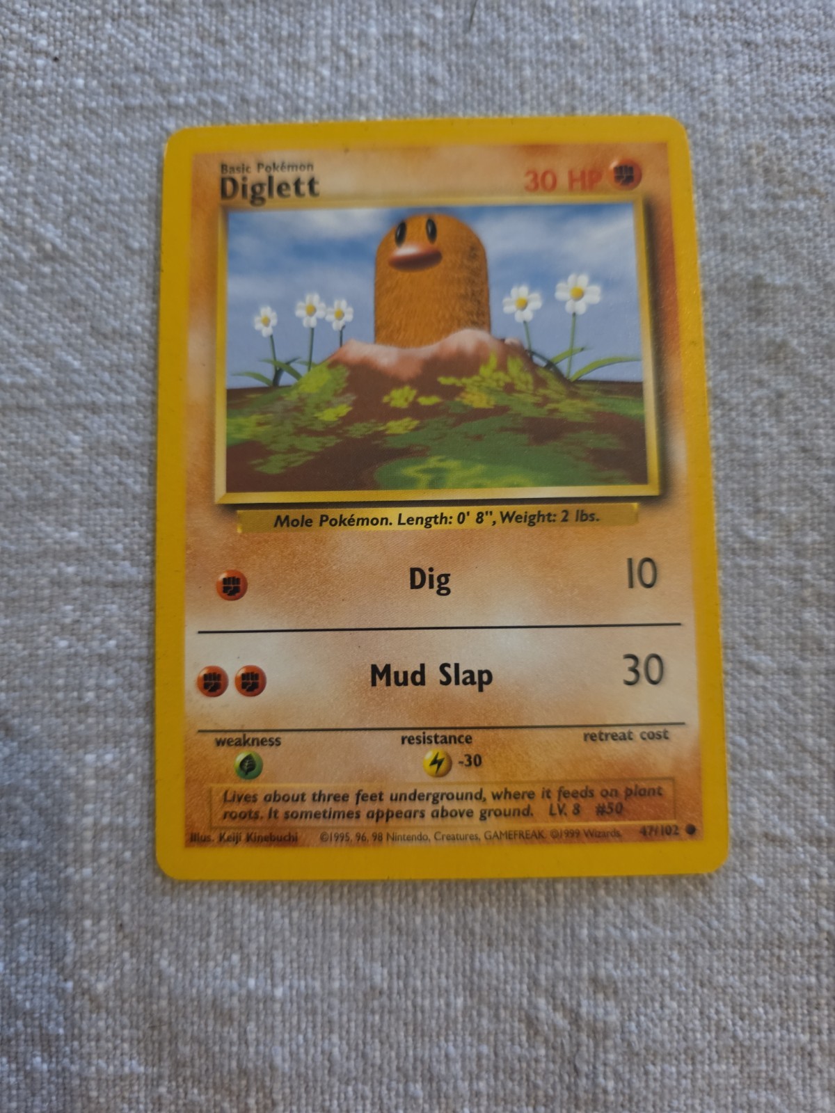 POKEMON - DIGLETT 47/102 -  BASE SET  - COMMON - UNLIMITED EDITION - LIGHT PLAY