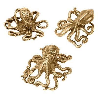 3pcs Octopus Sculpture Decoration Statues, Miniature Statues Animal Decoratio...