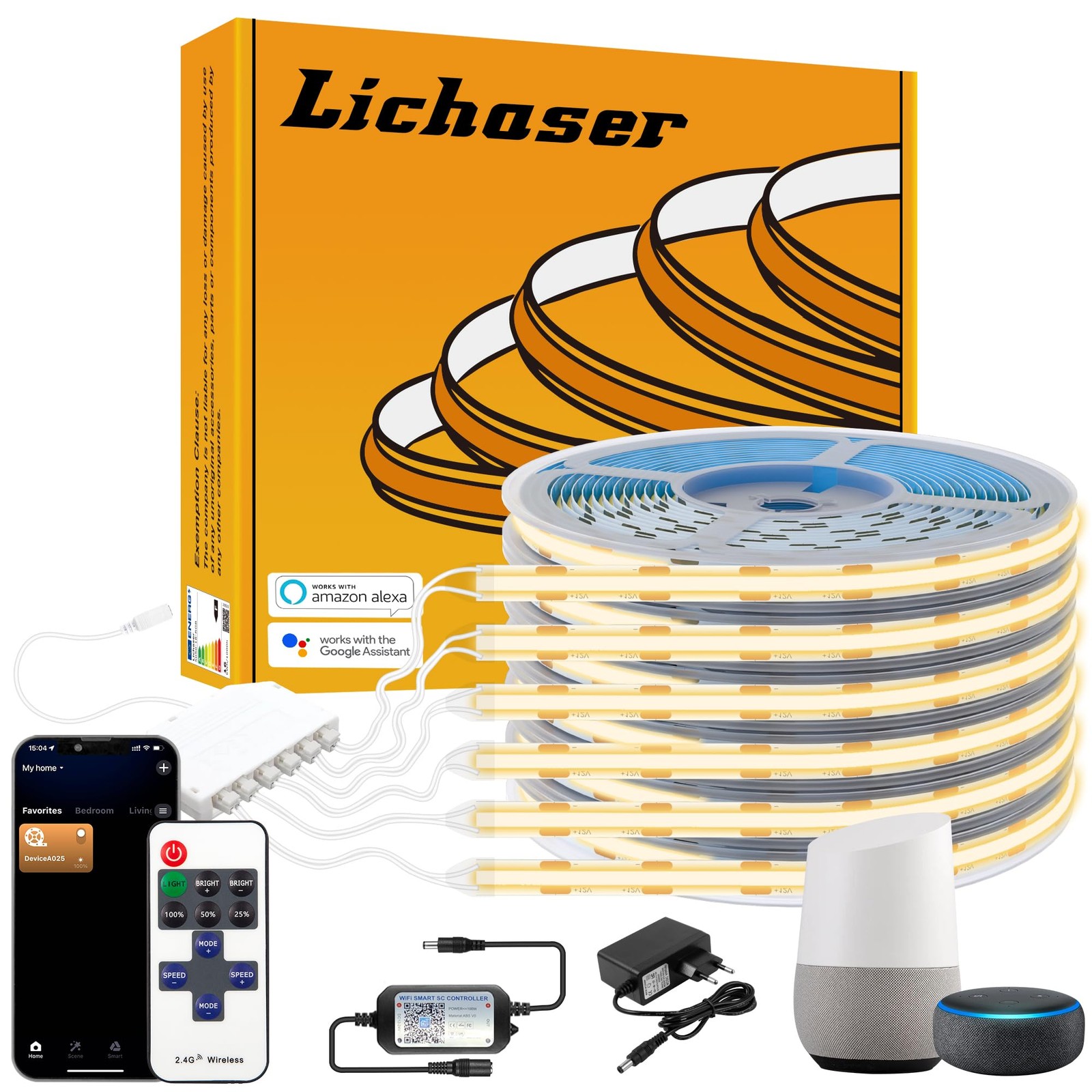 Ruban COB LED panneau acoustique 3M blanc chaud WiFi 6 rouleaux