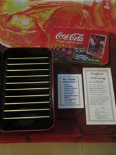 COCA COLA.-Metal Collector Cards mit 10 Metalkarden-Fahne nicht Benutzt.ca.L.145