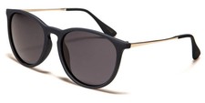 Polarized Sunglasses Classic Retro Round Look Blue Frame Smoke Gray Tinted Lens