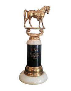 Horse Trophy AMAZING RRR Hi Point Cowboy 1955 Marble Gold Black 11"