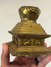 Very Heavy Antique Tibetan Chinese Gilt Bronze Statue Base