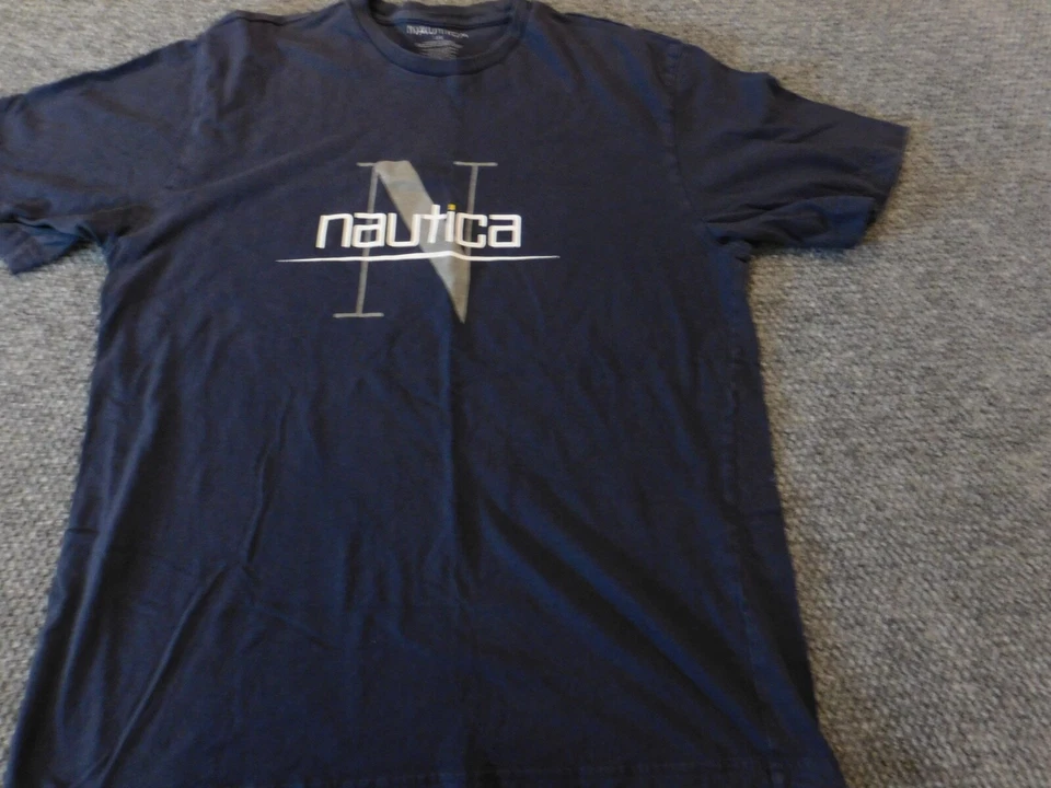 Camisa Hombre Nautica Grande Azul Logo Clásico Gráfico Informal Foto 2 de 4